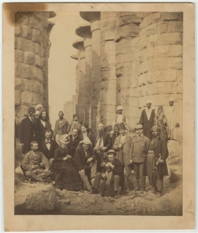 1877-78 Ulysses S. Grant and Family Posed Photograph at Karnak Temple Complex in Thebes, Egypt (University Archives LOA)